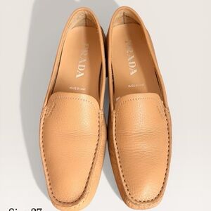 Prada Beige Leather Slip-Ons